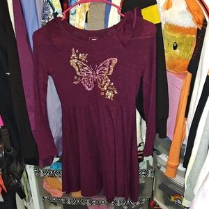Sonoma Kids Dress - Burgundy with Glittery Butterfly